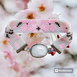 Sakura Flowers and Moonstone Bracelet 
