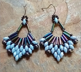 Blue Super Duo Earrings 