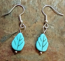 Turquoise Howlite Leaf Earrings 