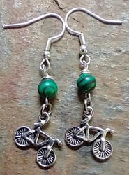 Bicycles and Swirled Green Glass in Silver 