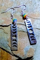 Rainbow Moon Phases w Silver Earrings 