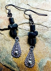 Lava and Hematite in Black, with SS Drop Earrings 